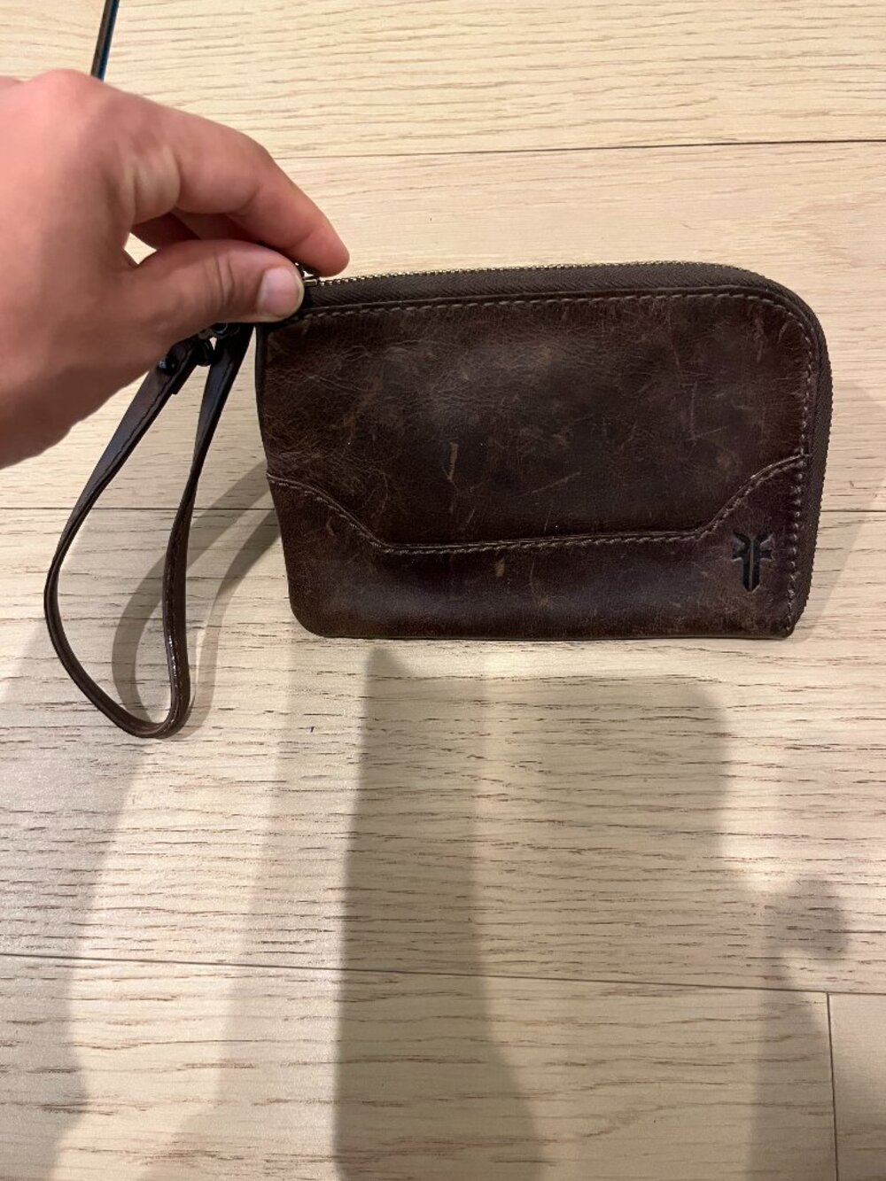 Frye Dark Brown Melissa Leather Wristlet